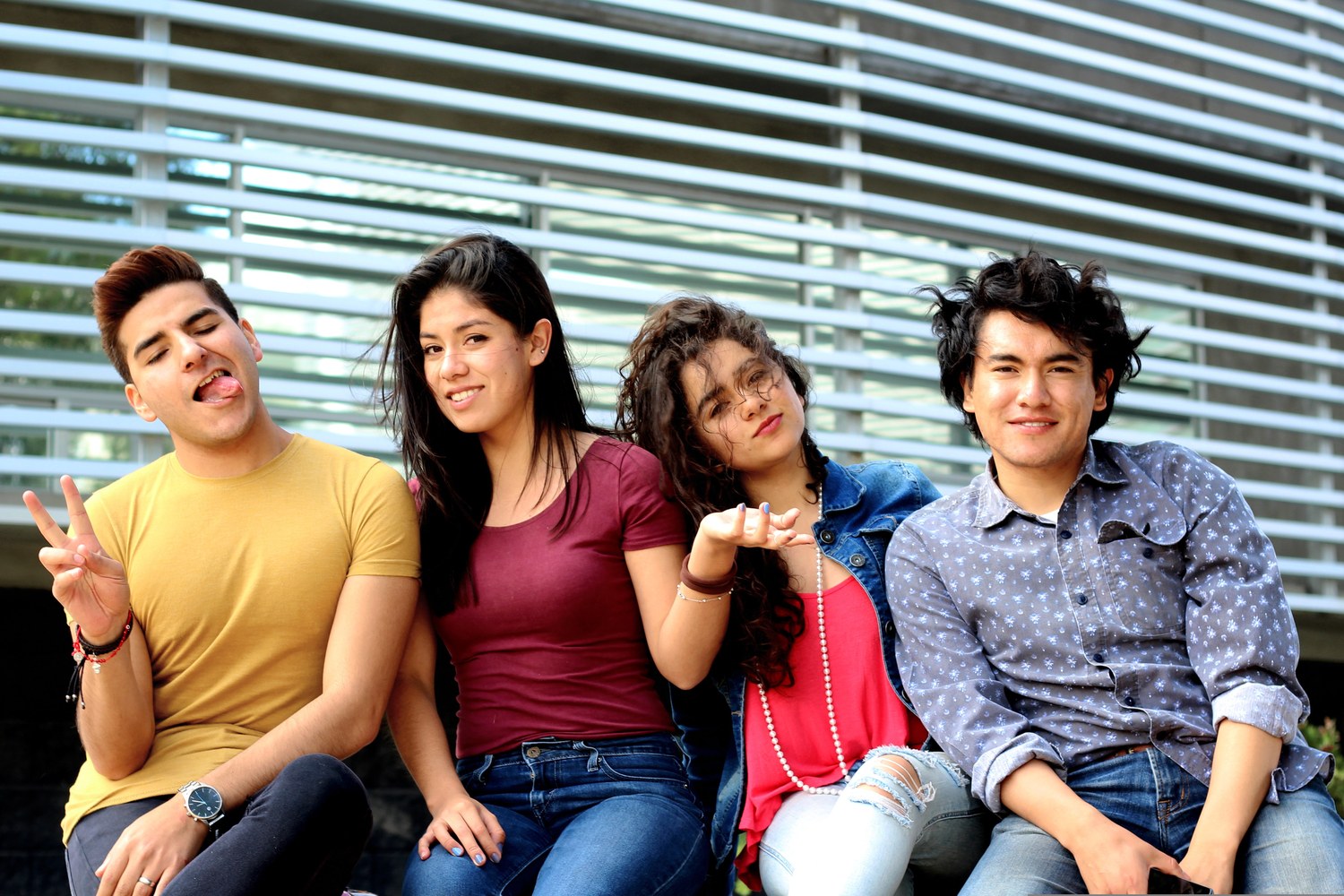 Four university students sitting together